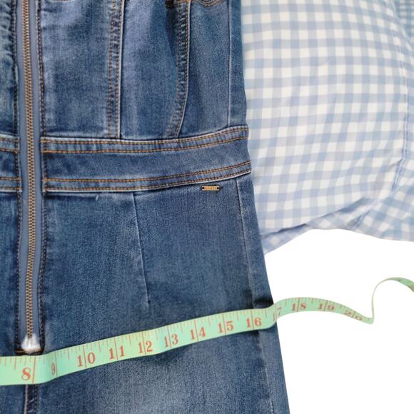 GUESS Denim Fitted Jumpsuit Blue Wash Small Western country - Picture 8 of 10